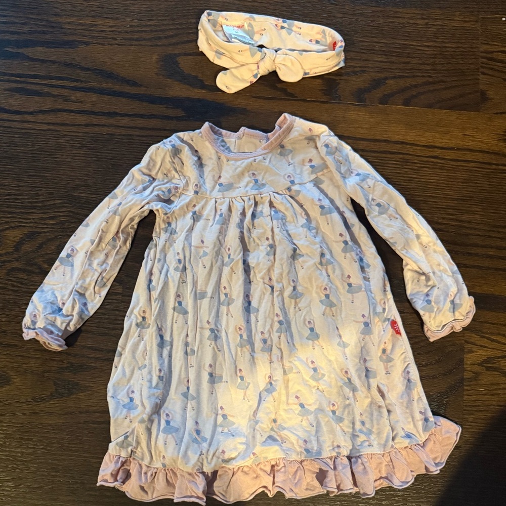 Magnetic Me 12-18 mos Prima Ballerina Modal Long-Sleeve Dress with headband